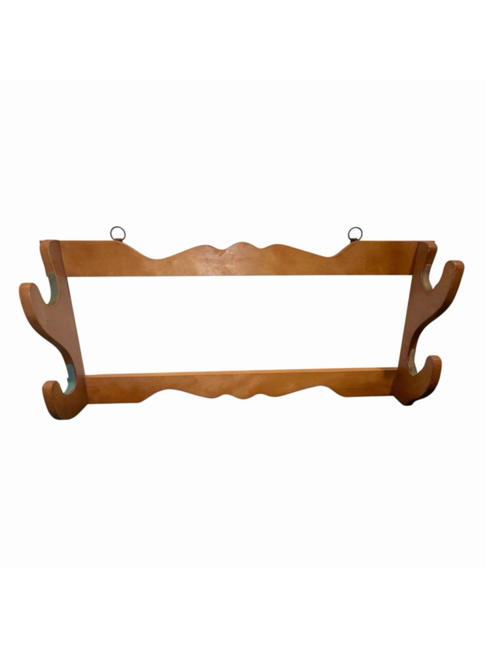 Vintage Dual Wall Hanging Display Rack w/Green Felt Multi Purpose Coat Rack